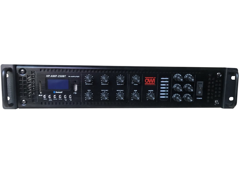 HP-AMP-250BT 6 Channel/High Power Mixer Amplifier with Built-in MP3 Player/USB Input and Bluetooth by OWI