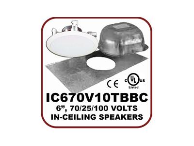 IC670V10TBBC 6.5 inch 25/70/100 Volt 2-Way In-Ceiling Speaker with Tile Bridge and Backcan by OWI