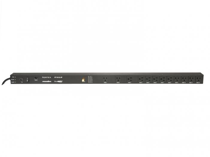 VT1512-IP Vertical strip style PDU/surge protector with local area network and BlueBOLT cloud control by Panamax