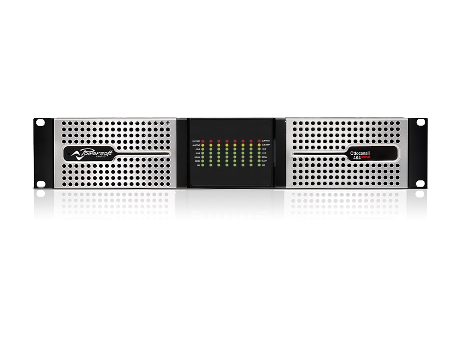 Ottocanali 4K4 DSP DANTE 8-Channel Power Amplifier for mid to large-scale installs by Powersoft