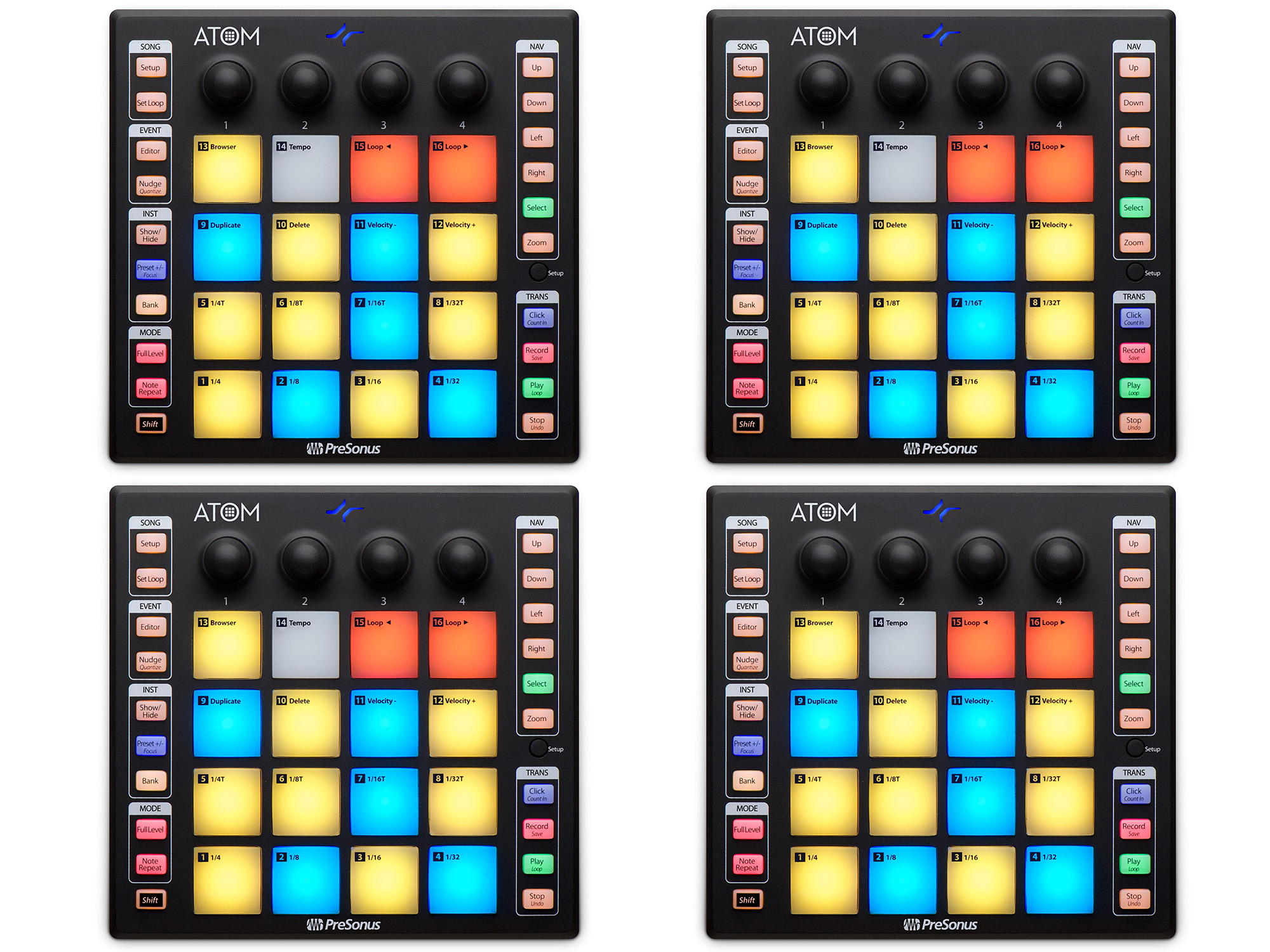 ATOM (4) 16-pad USB MIDI Controller/Studio One Artist (4 Qty) by PreSonus