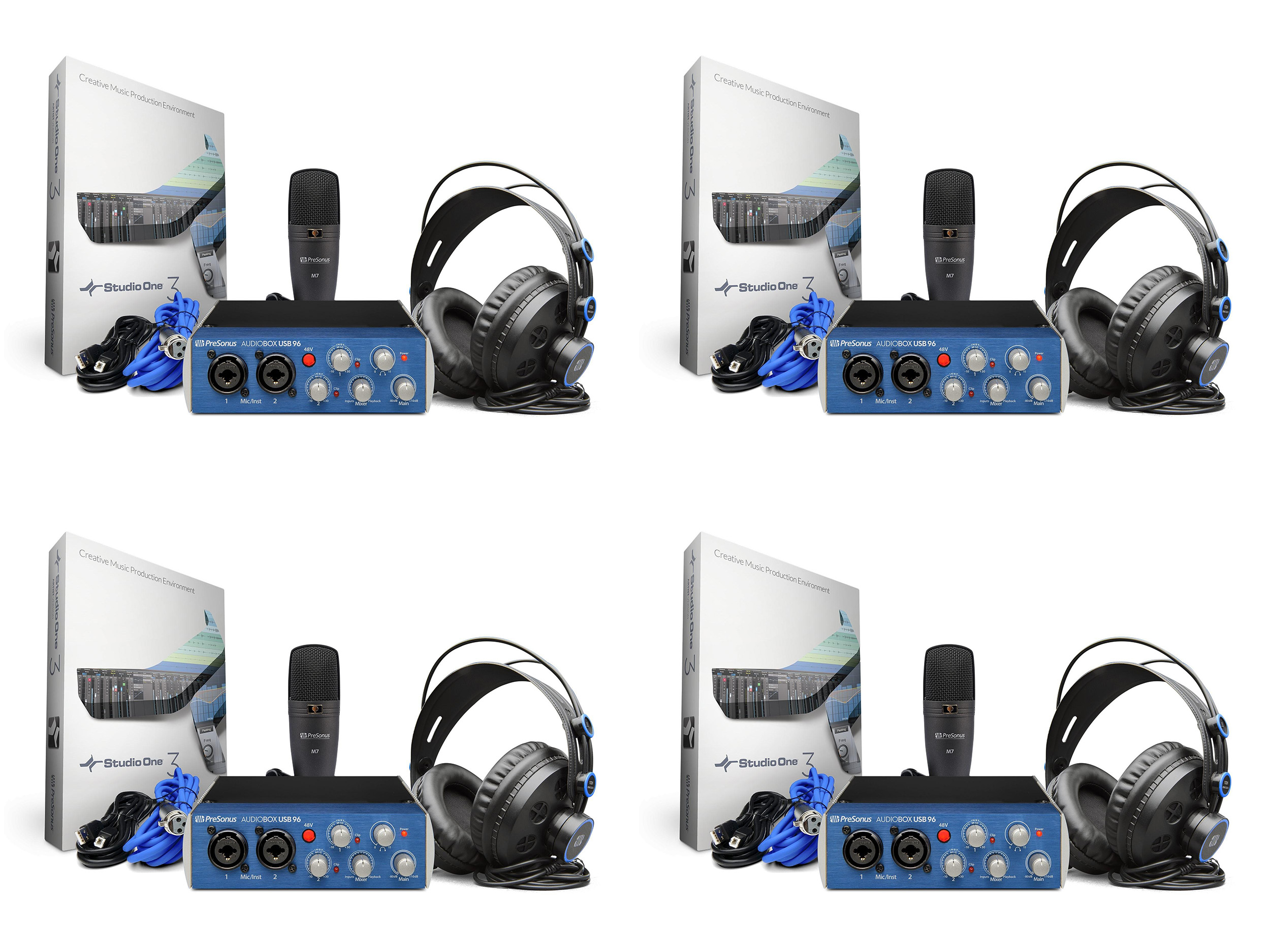 AudioBox 96 Studio (4) AudioBox USB 96 with HD7 Headphones/M7 Mic/Studio One Artist (4 Qty) by PreSonus