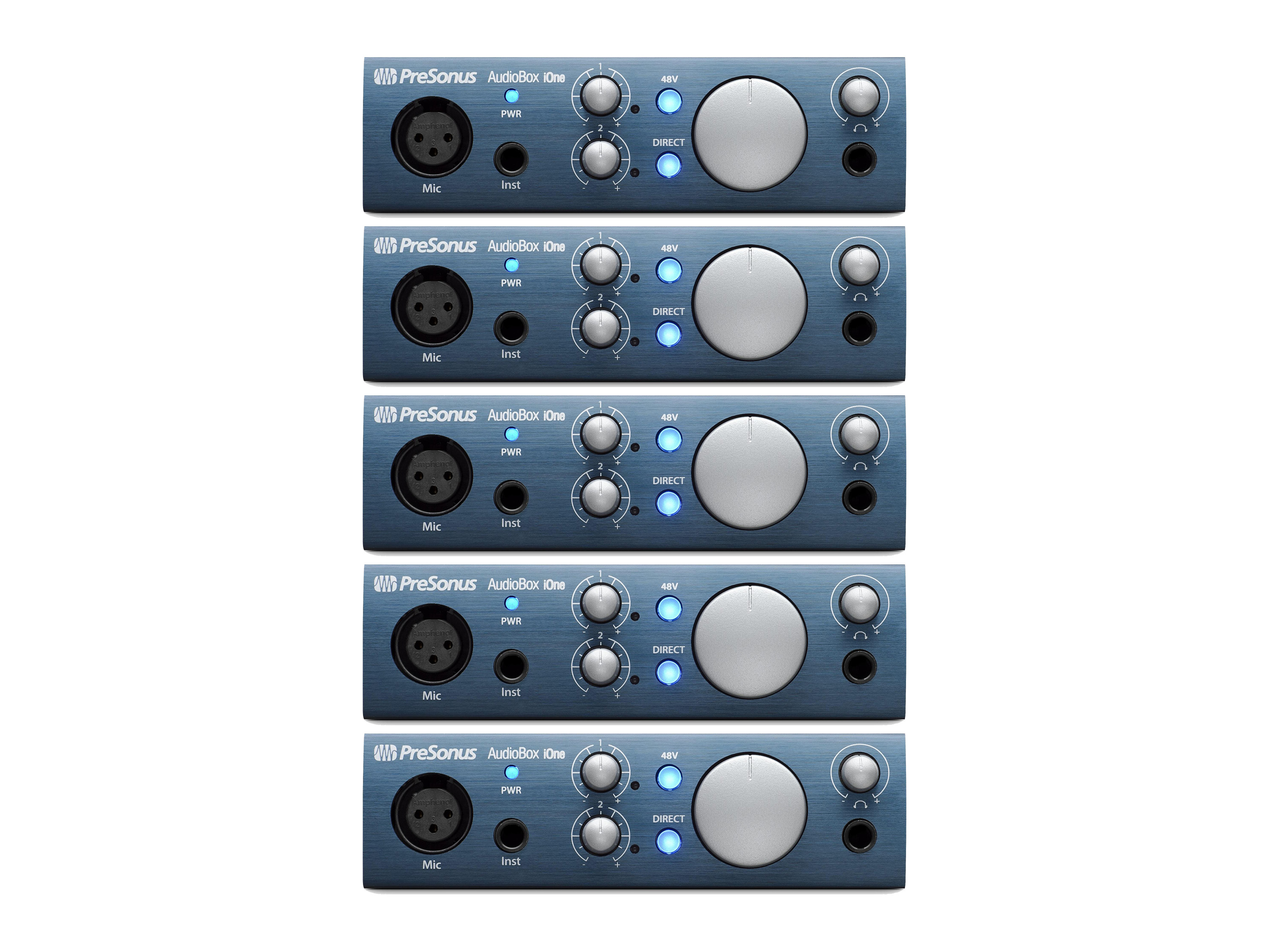 AudioBox iOne (5) 2x2 USB 2.0 / iOS Interface with 1 Mic Input/Studio One Artist (5 Qty) by PreSonus