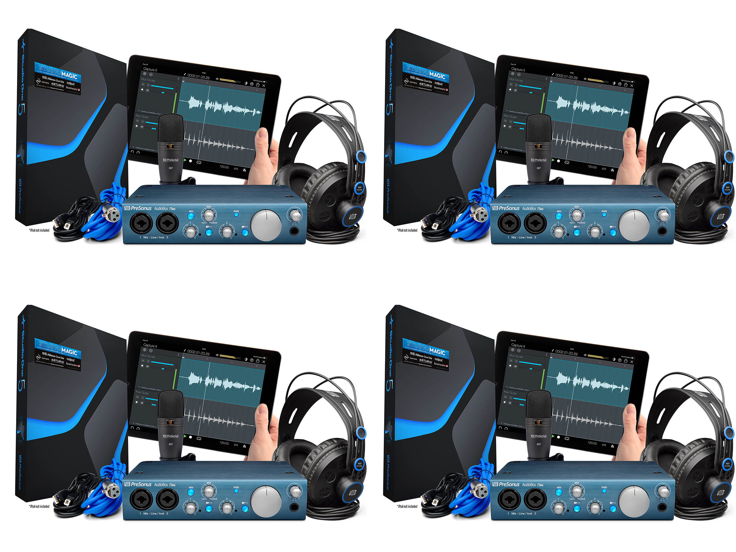 AudioBox iTwo Studio (4) AudioBox iTwo with HD7 Headphones/M7 Microphone/Studio One Artist (4 Qty) by PreSonus