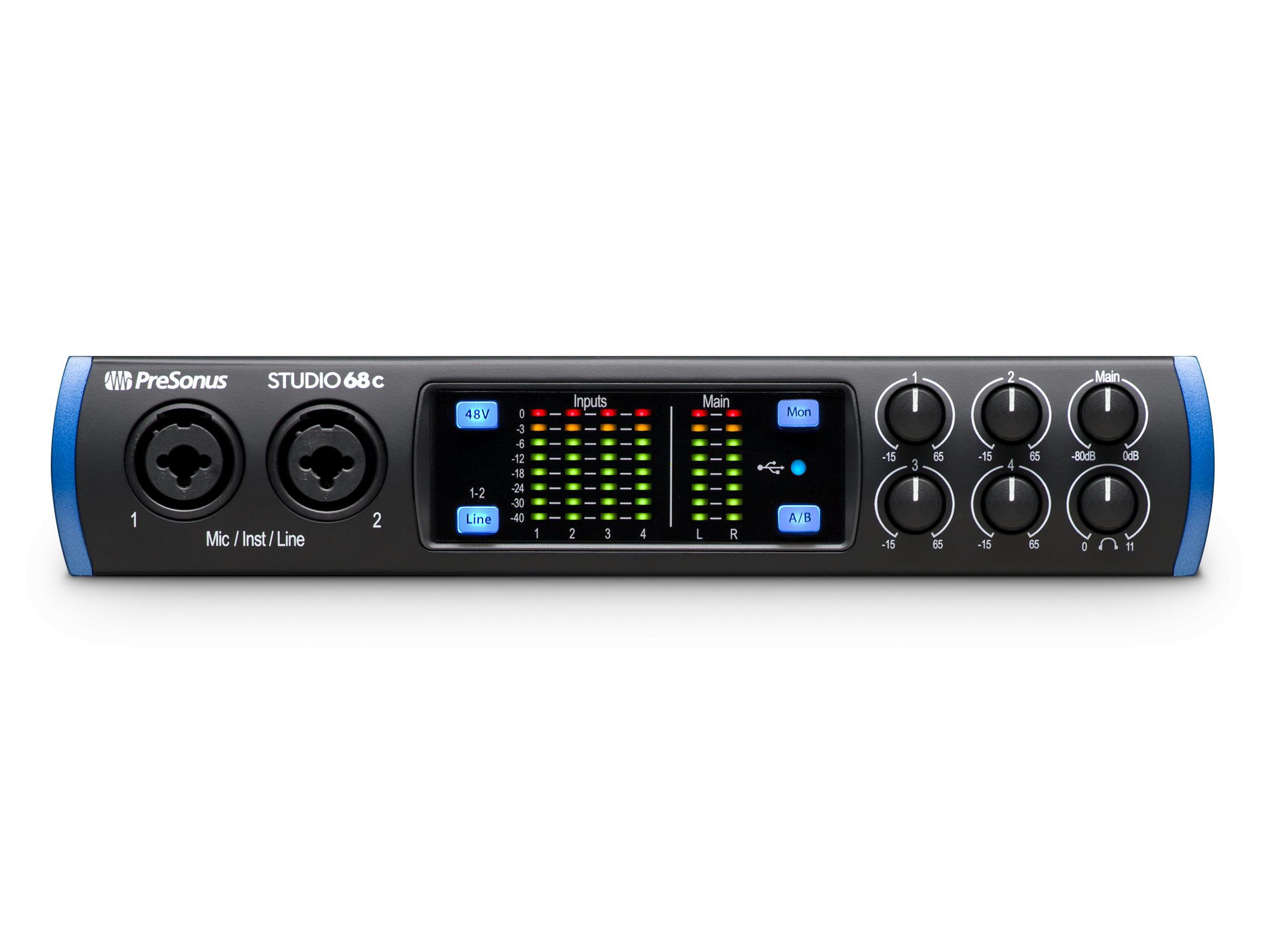 Studio 68c 6x6 UHD USB-C Audio Interface with 4 Mic inputs/24-bit/192kHz by PreSonus