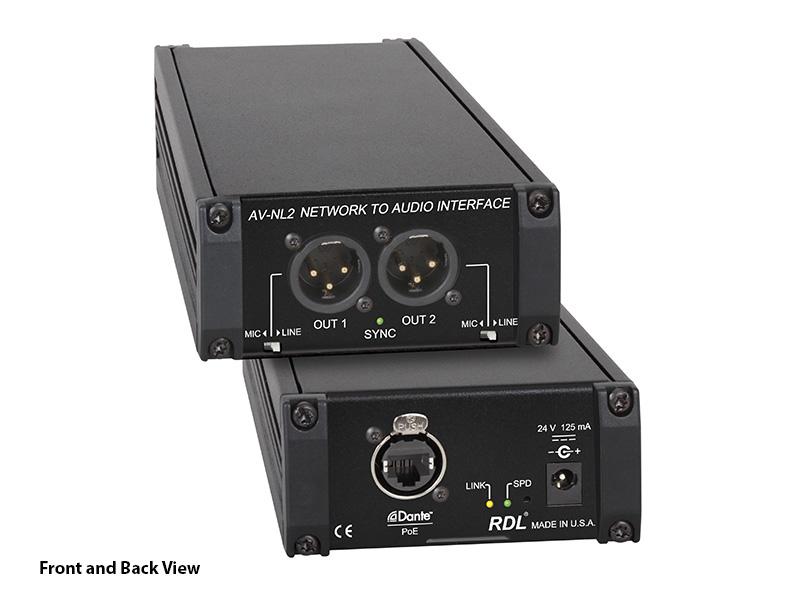 AV-NL2 2 Dante network audio channels to 2 balanced audio outputs Converter on XLR connectors by RDL