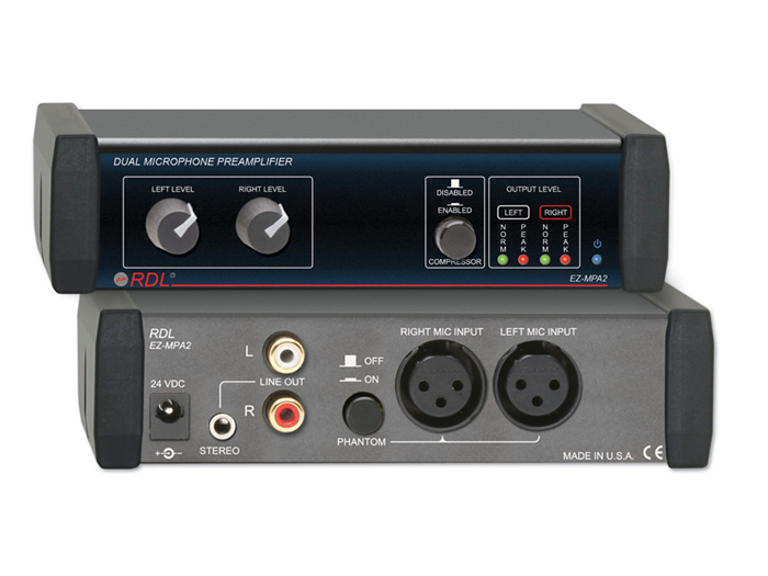RDL EZ-MPA2X Dual Microphone Preamplifier/Stereo/Compressors