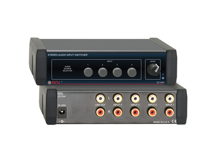 RDL EZ-SX4X Stereo Audio Switcher 4x1 Front Panel Level