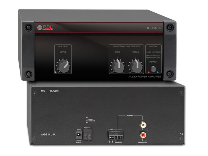 RDL HD-PA35X 35W Class D Power Amplifier / VCA Remote / 24V PSU