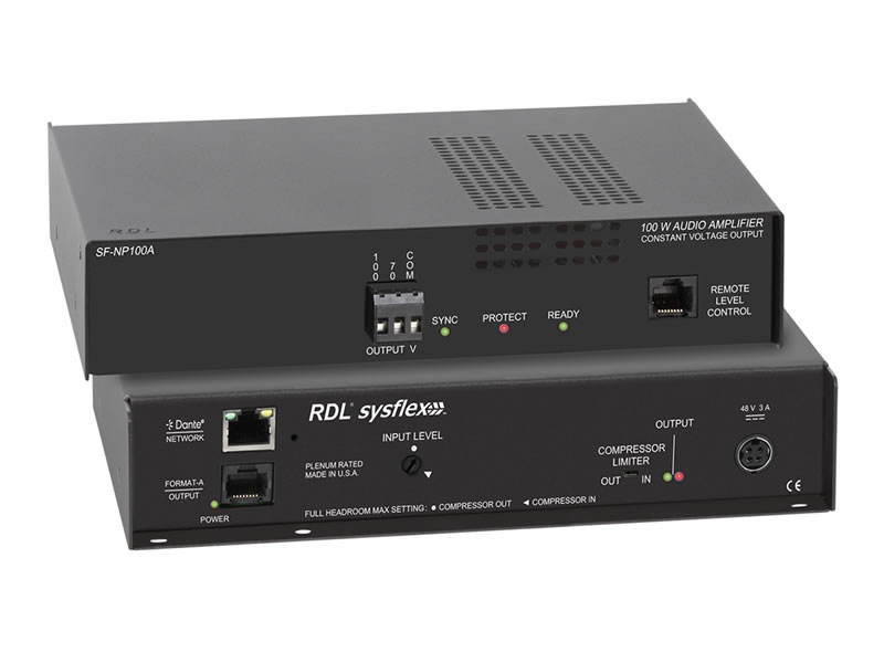 RDL SF-NP100A Network 100W Mono Amplifier 70V/100V Dante AES67
