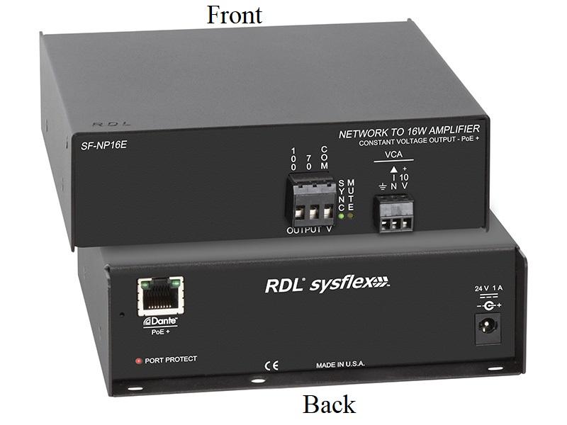 SF-NP16E PoE/ Network to 16 W Mono Audio Amplifier/70 or 100 V by RDL