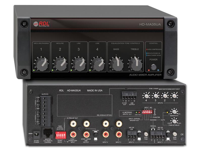 HD-MA35UA 25/70/100 V Outputs/35 Watt Mixer Amplifier by RDL