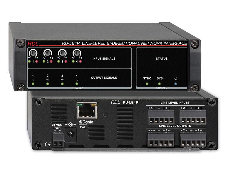 RU-LB4P 4x4 Line-Level Bi-Directional Network Interface with PoE by RDL
