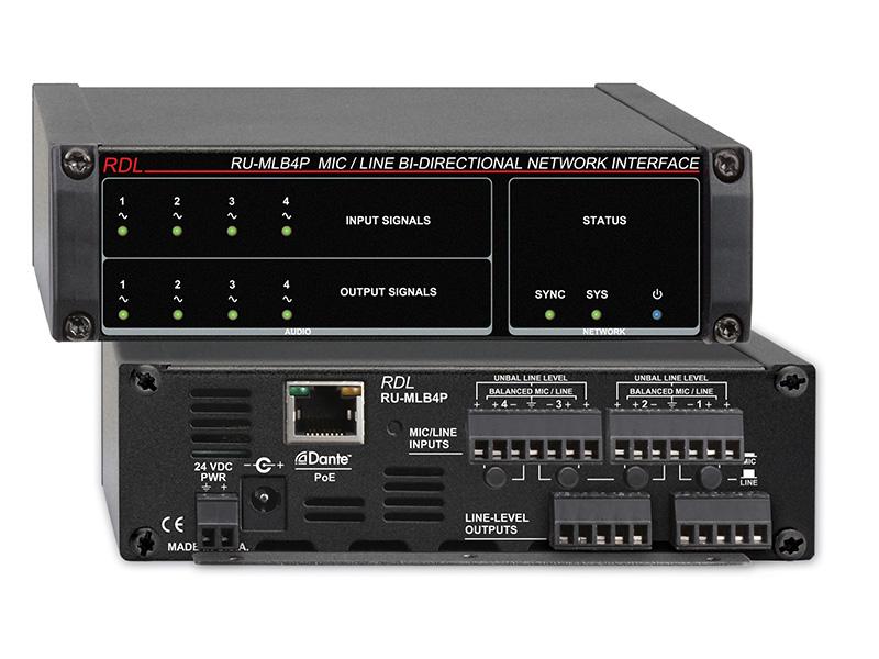 RU-MLB4P 4x4 Mic/Line Bi-Directional Network Interface with POE by RDL