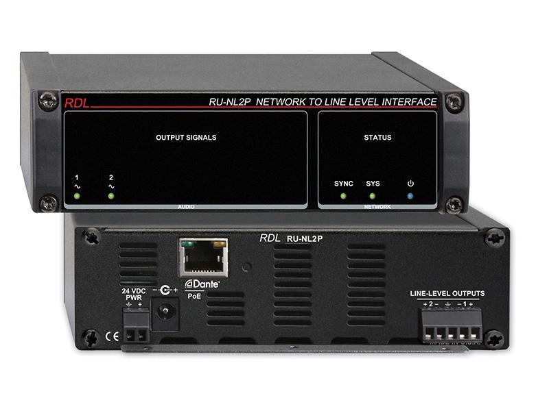 RU-NL2P Network to Line Level Interface/Dante In/2 Balanced Line Out with PoE by RDL