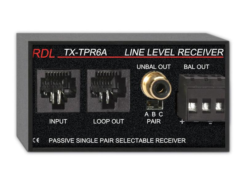 TX-TPR6A Passive 1-Pair Extender (Receiver)/Format-A/balanced line output by RDL