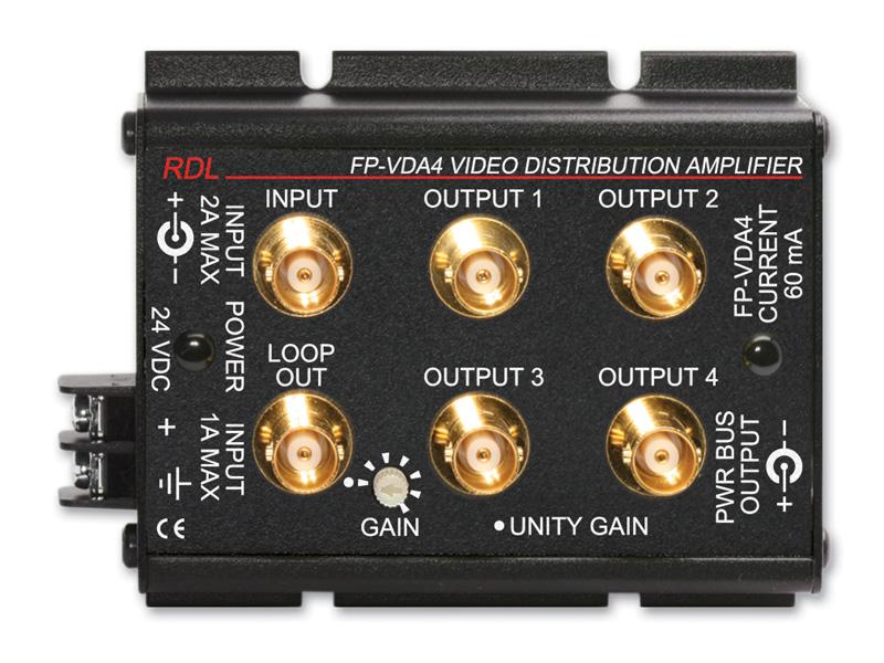 FP-VDA4 1x4 BNC NTSC/PAL Video Distribution Amplifier by RDL