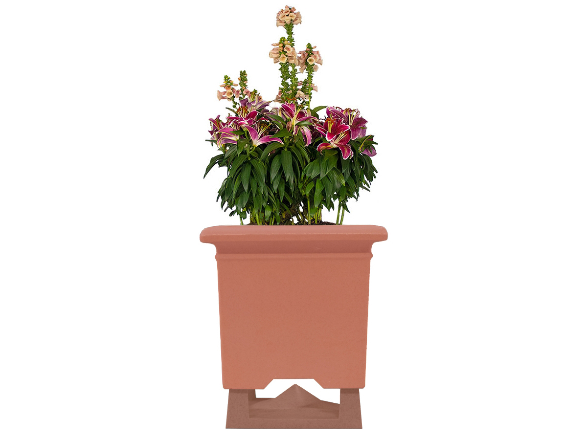 SQUAREROOT 6.5 SSPOT TC 6.5in Outdoor Square Planter Speaker in Terra Cotta with SweetSpot by Rockustics