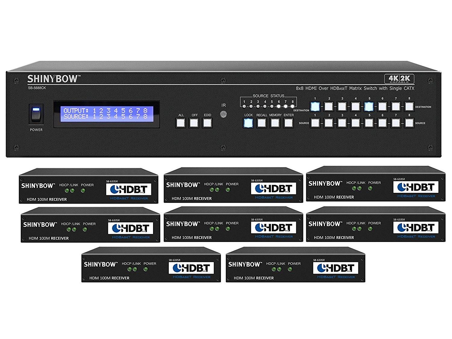 SB-5688CK-8x35R-Kit 8x8 4K UHD HDBaseT Matrix Switcher Kit/1 x SB-5688CK Switch/8 x SB-6335R Receivers by Shinybow