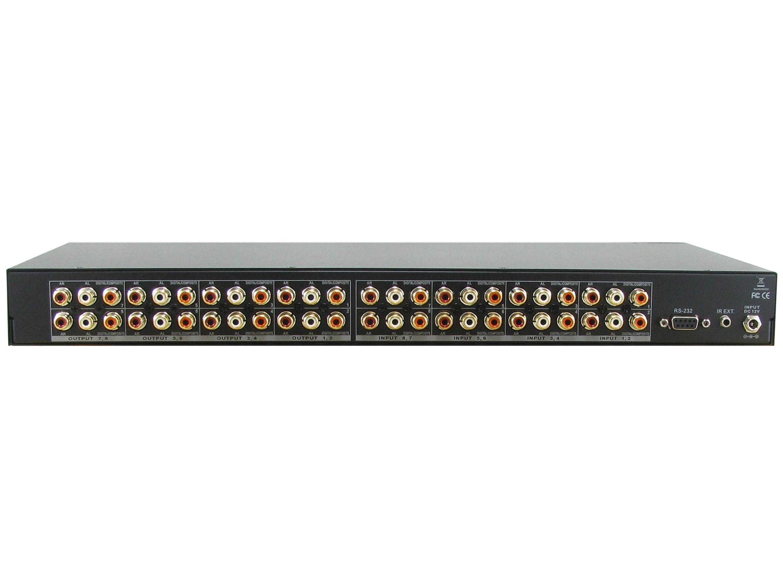 SB-8804LCM 8x8 Composite Video Matrix Switcher w/ Volume Control by Shinybow