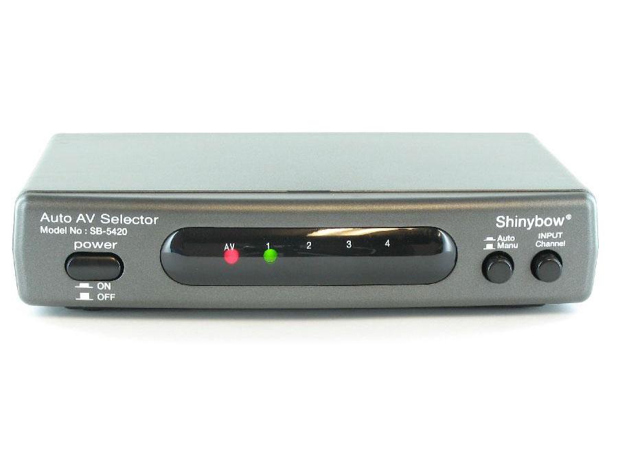 SB-5420 4x2 AUTO Switching Composite Video/Stereo Audio Switch by Shinybow