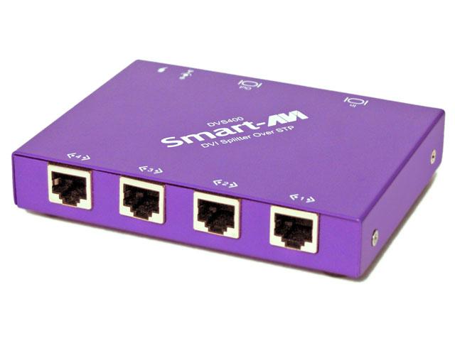 DVS-400S 4-Port DVI-D Cat5/Cat6  Extender with Local DVI Output (EDID/DDC) by Smartavi