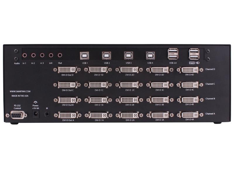 DVN-4Quad-DLS 4-Port Dual-Link/Quad Display DVI-D KVM Switcher by Smartavi