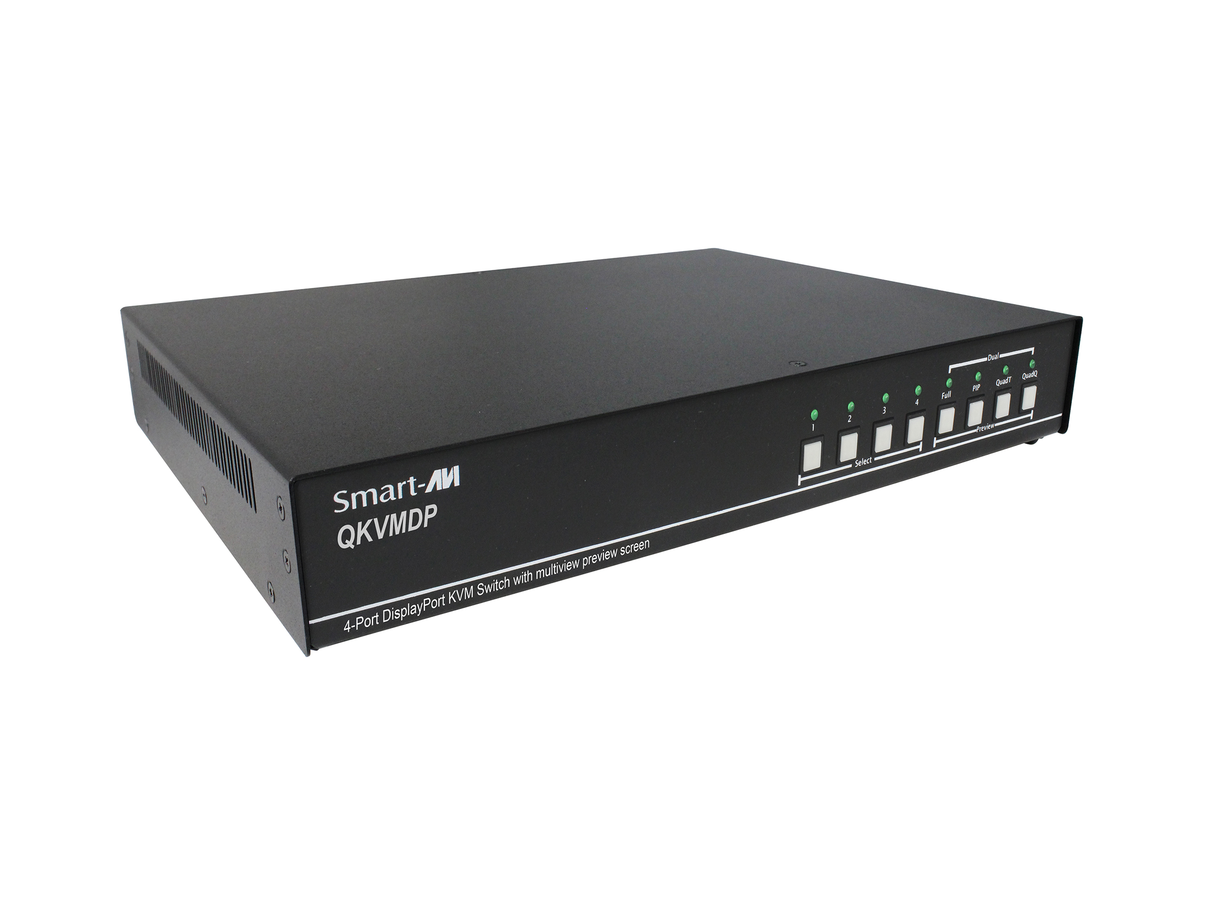 SM-QKVMDP-S 4-Port DP/USB 2.0 KVM Switch with Multiview Preview Screen and Audio Support by Smartavi