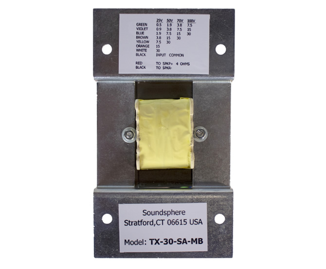 SS-TX30-SA-MB 30W transformer with included mounting bracket by Soundsphere