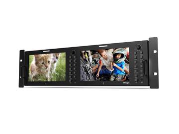 RKM-270A Dual 7 inch 1024 x 600 HD/SD Multi-Channel LCD Rack Monitor by TVlogic